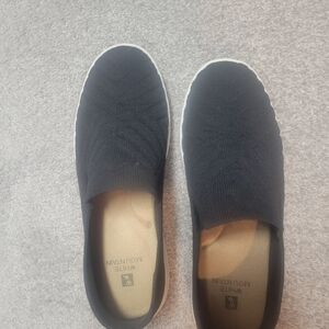 White Mountain Black Slip-On Knit Sneakers